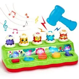 Produktbild: hahaland Baby Spielzeug ab 1 Jahr mit Musik & Licht,Pop up Kinderspielzeug mit Tieren und Knöpfen,Montessori Spielzeug für Frühe Entwicklung Ursache und Wirkung, Motorikspielzeug ab 1 Jahr