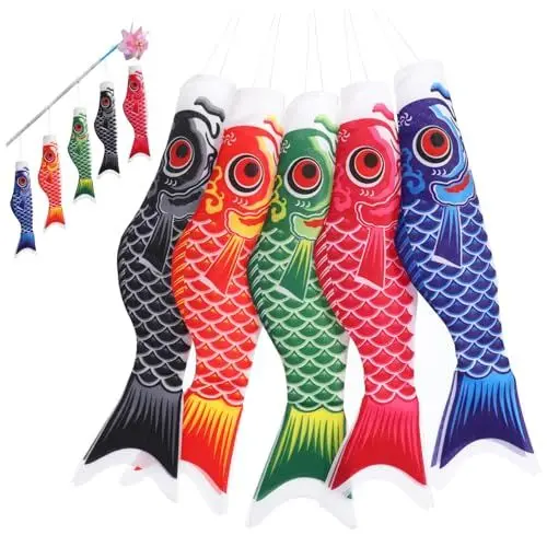 Produktbild: POPETPOP 10 Stk japanische Karpfenflagge wandverkleidung wand polsterung japanischer Koi-Fisch 40cm Drachen Banner Karpfen-Flagge Koinobori-Windsack Heimfeld Koi Karpfen Ornament