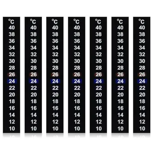 Produktbild: POPETPOP 10 Stücke Aquarium Temperatur Messgerät Aufkleber, Thermometer Strip für Haus Fisch Tank und Aquarium Wasserdicht Präzise