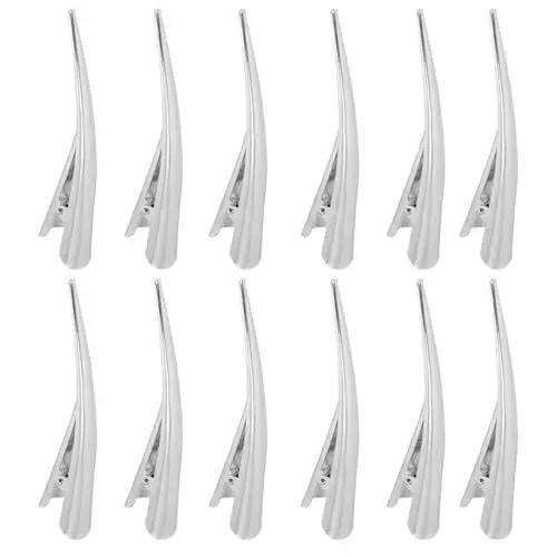 Produktbild: POPETPOP 12 Stk Entenschnabel-clip Haarspangen Abteilen Große Alligator-haarspangen Clips Für Friseure Krokodilklemmen Für Haare Haarstock Nicht Hornclip Edelstahllegierung Fräulein Metall