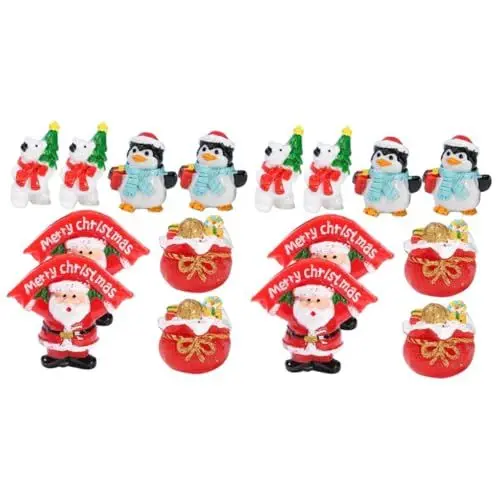 Produktbild: POPETPOP 16 Stück Weihnachts Mikrolandschafts Miniaturfiguren Weihnachtsfiguren Miniaturen Puppenhaus Dekoration Miniatur Weihnachtsfiguren Weihnachtsminiaturen Mini