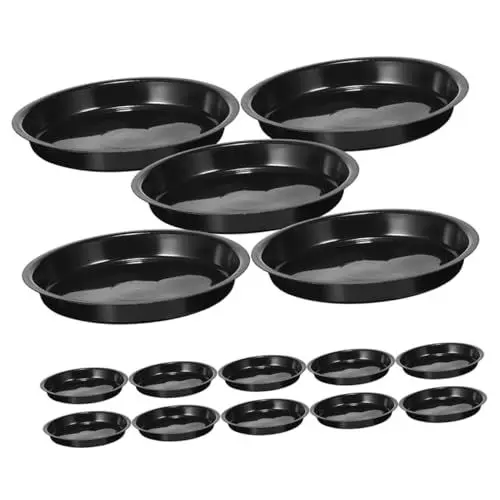 Produktbild: POPETPOP 16st Blumentopf Tablett Untersetzer Für Blumentöpfe Bewässerungsspitzen Aus Terrakotta Gießkanne Kugeln Für Pflanzen Schüssel Pflanzenuntersetzer Pflanzgefäß Mit Ständer Pp Black