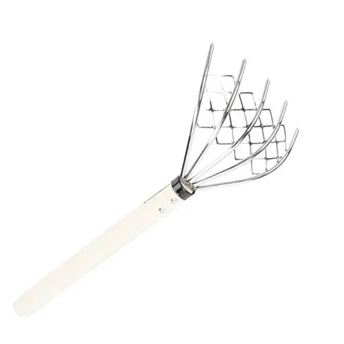 Produktbild: POPETPOP 1stück Edelstahl Rake Mit Netz Edelstahl Gartenwerkzeug Zur Bodenlockerung Und Muschelsuche Langlebig Und Effizient Für Gartenarbeit Und Meeresfrüchte