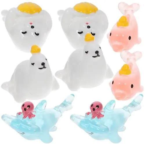Produktbild: POPETPOP Fish Tank Supply 8-teiliges Miniatur-Meerestier-Ornament Zartes Für Süßwasser Und Aquarien