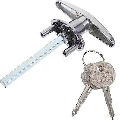 Produktbild: POPETPOP 1 Satz Klapptürschloss Myq Garagenöffner Ersatz-schuppentürschloss Verriegelungs-t-griffe Notentriegelungsschlüsselschalter T-griff-schlosssatz Metall Garagentor Hardware-