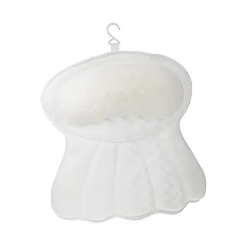 Produktbild: POPETPOP 1stk 3D Badewannenkissen -badekissen Dusche Badewanne Kissen Luxuriöses Kopfstützenkissen Badewanne Nackenstütze Weiß Nackenschutz 100% Polyesterfaser Toilettenartikel