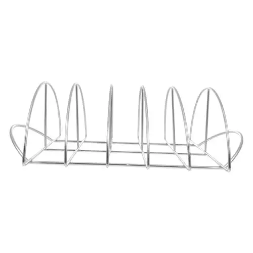 Produktbild: POPETPOP 1stk Grill Bausatz Spieß Drahtkühlbleche Zum Backen Backofengestell Bier Platte Wurstständer Rippe Fleisch Haken Im Freien Steak-Rack Rib-Rack Silver Rostfreier Stahl