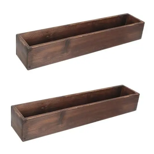 Produktbild: POPETPOP 2St Balkon blumentopf Outdoor-Pflanze Sukkulenten bürodeko büro Dekoration Zimmerpflanzentöpfe Anlage Blumentopf aus Holz Fenster Pflanzkisten im Freien konservierendes Holz