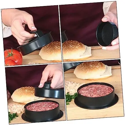 Produktbild: POPETPOP 2 Sätze Burgerpresse Burgermacher Sandwichpresse Patty-Presse Fleischpressform Fleischpresse Rund Patty-Maker Küchenutensilien Burger-Smasher Ehemalig Plastik Geschirr Hamburger