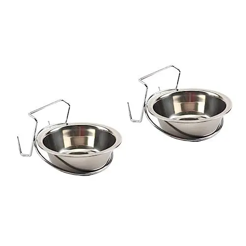 Produktbild: POPETPOP 2st Hundestall Tasse Hundebox Tablett Hängender Hundefutterautomat Langsam Essen Hundehütte Wassernapf Erhöhte Hundenäpfe Slow Feeder Hundenapf Aus Edelstahl Haustier Zwinger