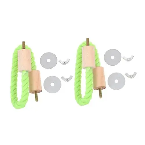 Produktbild: POPETPOP Vogel Stehend Stick Papagei Seil Sitzstange Für Käfig 2 Pcs Grün Sittich Sitzstange Stangen Baumwolle Seil