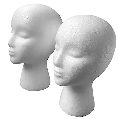 Produktbild: POPETPOP 2st Schaufensterpuppe Aus Schaumstoff Schaumkopfständer Styroporkopf Styropor Perückenkopf Hut Displaykopf Mannequinkopf Männlich Weiß Polyethylen (pe) Männer Und Frauen Kopfmodell