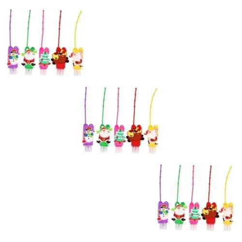 Produktbild: POPETPOP 30 Stk Weihnachts-silikon-flaschenabdeckung Handdesinfektionsmittel Reiseflaschen Seife Schlüsselanhänger Schlüsselhalter Flaschenhalter Reisen Flaschenregal Weihnachten Kieselgel