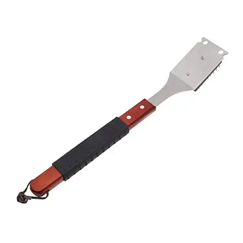 Produktbild: POPETPOP 3St BBQ-Grill-Reinigungsbürste Grillschaber aus Edelstahl Metall Holzgriff-Grillreiniger aufhängbare Reinigungsbürste Verbrühungsschutz Grillbürste einstellen Waschmittel rot