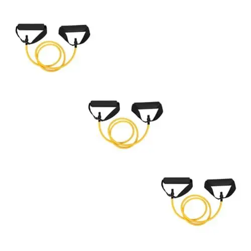 Produktbild: POPETPOP 3-teiliges Trainingsband-Set Mit Bequemen Griffen Widerstandsbänder-Set Mit Griffen Für Yoga Pilates Krafttraining Elastisches Zugseil Für Männer Frauen Jungen Und Mädchen