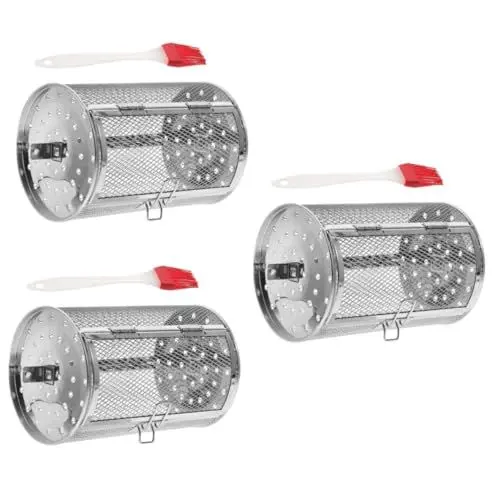 Produktbild: POPETPOP 3 Sätze Rotisserie grillzubehör Rösterkäfig Korb für den Grillkäfig Airfryer Luftfritteuse Gemüse Grillröster Bratwerkzeug elektrischer Ofen Backofengestell rotieren