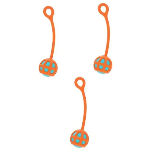 Produktbild: POPETPOP 3 Stücke Spielzeug Jagen Hund Kauball Gummi Spielzeug Liefert Orange Reinigung Schlepper Apportierhund Holen Spielzeug Haustier Krieg Molaren Interaktiv Welpen Übung Belohnung
