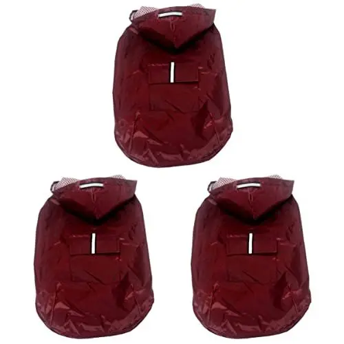 Produktbild: POPETPOP 3 Stücke Hund Regenmantel Welpen Poncho Große Hund Regenbekleidung Reflektierende Zurück Haube Rot 4XL