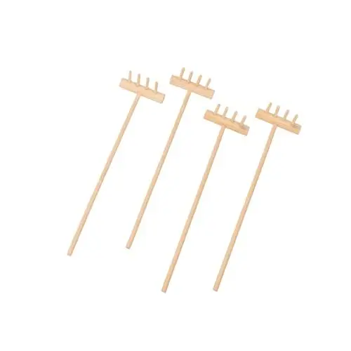 Produktbild: POPETPOP 4stücke Mini-rechen-Ornament Aus Handgefertigt Tisch-Dekoration Von Home- Rechen-Handwerk Für Schreibtisch