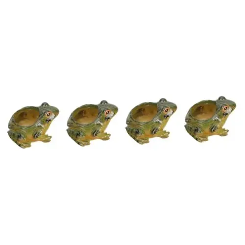 Produktbild: POPETPOP 4 Stück Frosch Blumentopf Ornamente kleine blumentöpfe drinnen Heimdekoration Froschteich Pflanzenschale Indoor Plants zimmerpflanzen Blumentopf aus Keramik Pflanzentopf Green