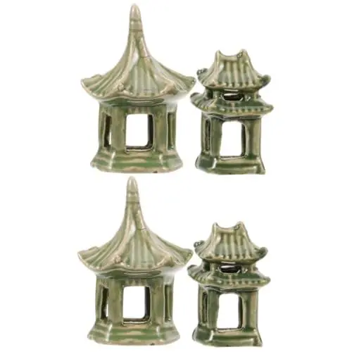 Produktbild: POPETPOP 4 Stück Pavillondekorationen Statue Wohnkultur Pavillons Gartendekoration Zen-gartenpavillon Aquarienverzierung Landschaftsschmuck Pavillon-Modell Aquarium Steingarten Keramik