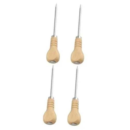 Produktbild: POPETPOP 4stücke Edelstahl Eispickel Mit Holzgriff Zum Brechen Von Eiswürfeln Für Bar Und Küche Ergonomisch Und Spritzfrei Für Cocktails Und Longdrinks