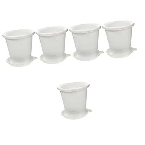Produktbild: POPETPOP 5sätze Doppelwandiger Pflanztopf Mit Abflussloch Atemberaubender Blumentopf Für Sukkulenten Orchideen Zimmerpflanzen Für Garten Balkon Innenräume Leicht Waschbar Langlebig