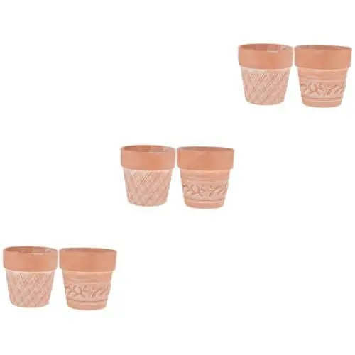 Produktbild: POPETPOP 6 STK Blumentopf Terrakotta kunstpflanze kunstplflanze kitrd Terrakotta-Töpfe Blumentöpfe Töpfe für Pflanzen Tischdeko Terrakotta-Pflanzgefäß grüner Dill Container Keramik rot