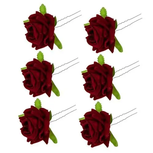 Produktbild: POPETPOP 6stücke Teiliges Simulation Rosen Haarklammern U-förmige Haarspangen Für Braut Haarschmuck Vintage Haaraccessoires Für Hochzeiten Gartenpartys Und Besondere Anlässe