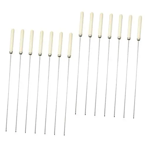 Produktbild: POPETPOP 75 Stk Holzgriff Grill Runde Schild Metall-spieße Grillstäbchen Paddel Grillnadelstiche Marshmallow-stick Grillwerkzeug Aus Edelstahl -sticks Fleischspieße Hölzern Grillspieße