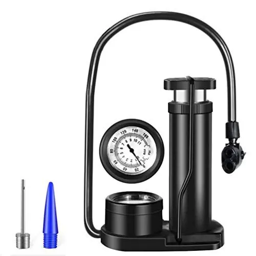 Produktbild: POPETPOP Mini Fahrradpumpe Mit Manometer Aluminiumlegierung Standpumpe Fahrradreifen Standpumpe Hochdruck