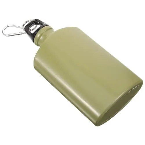 Produktbild: POPETPOP Outdoor Trinkflasche Flache Camping-kantine Tragbare Wasserflasche Für Wanderungen Und Reisen Militärgrün Robust Und Leicht Für Outdoor-aktivitäten