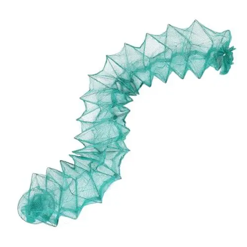 Produktbild: POPETPOP Garnelenfalle Fischnetz Fischernetz Fischfangnetz Garnelenfangnetz Garnelennetz Fischereinetz Langustenfalle Angelfalle zusammenklappbare Krabbenfallen Kescher fangen Nylon Green