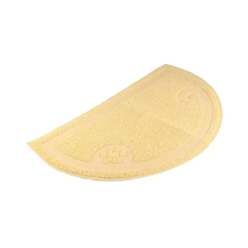 Produktbild: POPETPOP Halbrunde Katzenstreumatte pet Supplies katzenstreu auffangmatte rutschfeste katzenstreu Matte Cats Litter mat Haustier Bausatz Wurf wasserdichte Matte PVC katzenstreu pad Beige