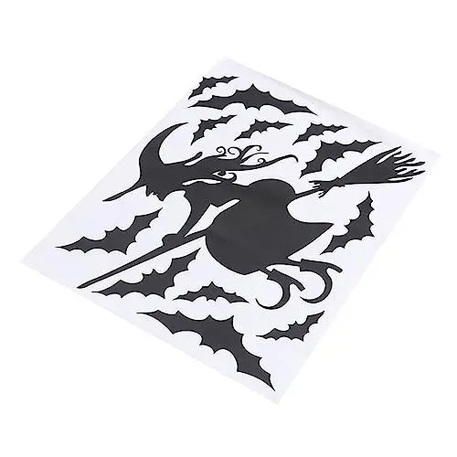 Produktbild: POPETPOP Halloween Wandaufkleber Fliegende Hexe Abnehmbarer Wandaufkleber Pvc Aufkleber Für Zuhause Bar Büro Fenster Küche Bad Dekoration Schwarz