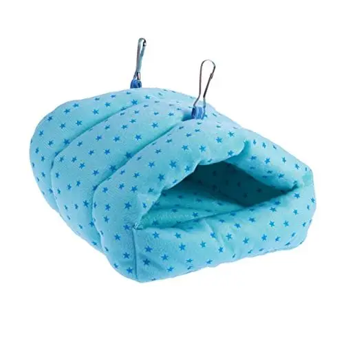 Produktbild: POPETPOP Hamster Hängematte Chinchilla Hängekäfig Degu Guinea Mäuse Tasche Betten Bequem Für Blau Winterdruck Vögel Vlies Spielbett Zelt Heimbett Igel Gedehnt Lebensraum Schlafen