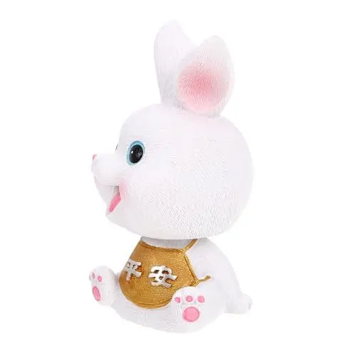 Produktbild: POPETPOP Resin Craft Kaninchen Ornament Für Auto Und Schreibtisch Kreative Kopfbewegung Langlebige Dekoration Aus Harz Süßes Design Für Glück Und Stil