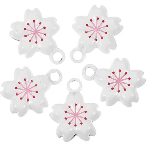 Produktbild: POPETPOP Kirschblüten-Glocken-Ornament 5 Stück 1 3 cm Große Japanische - Kleine Glöckchen-Anhänger Anhänger Für Windspiel Handytasche Geldbörse Schlüsselanhänger