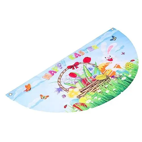 Produktbild: POPETPOP Ostern Decor Flagge Runde Halbrunde Banner Garten Fan Flagge Ostern Party