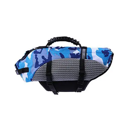 Produktbild: POPETPOP Pet Life Jacket Verstellbar Robuste Schwimmweste Für Hunde XL Blau Atmungsaktiv Mit Tragegriffen Für Strandspaziergänge Schneller Befestigungshaken Für