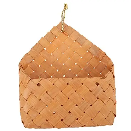 Produktbild: POPETPOP Rattan Wandbehang Blumenkorb Geflochtener Aufbewahrungskorb Rattanwand Aufbewahrungskörbe Für Zu Hause Küchenorganisator Wandhalter Pflanzgefäß Aus Rattan Tasche Shan-Holz Vase