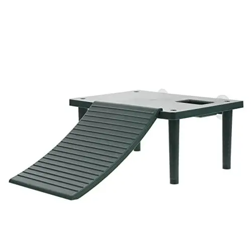 Produktbild: POPETPOP Schildkröten-Terrasse Plattform Reptilien-Heizmatte Schildkröten Klettergerüst Schildkröten Habitat Dekoration Panzerschildkröte Kletterinsel für Schildkröten Green