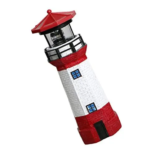 Produktbild: POPETPOP Solarlichtturm Gartenleuchten dekorativ Solarleuchte im Freien Leuchtturm-Statue Rasenstatuen led-light sensorleuchte leuchtturmförmiges Licht Outdoor-Garten-Leuchtturm- Harz