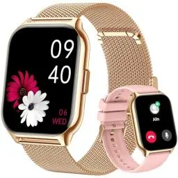Produktbild: Popglory Smartwatch mit Telefonfunktion, Fitnesstracker 2.01 Zoll Touch-Farbdisplay,Blutdruckmessung Herzfrequenz Schlafmonitor SpO2, Sportuhr IPx8 Wasserdicht Schrittzähler für Damen Herren
