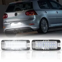 Produktbild: POPMOTORZ 2 Stücke LED Kennzeichenbeleuchtung Glühbirnen 18 2835 SMD Nummernschildbeleuchtung Lampe für VW Golf 4 5 6 7, mit Canbus Fehlerfreier Für Lupo/Scirocco/Phaeton/Polo 9N 6R/Passat 3c B6 CC