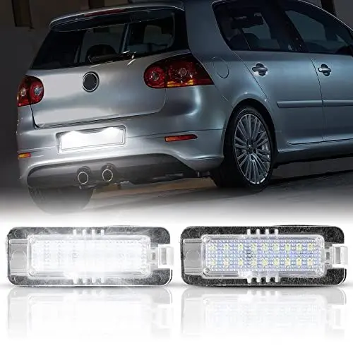 Produktbild: POPMOTORZ 2 Stücke LED Kennzeichenbeleuchtung Glühbirnen 18 2835 SMD Nummernschildbeleuchtung Lampe für VW Golf 4 5 6 7, mit Canbus Fehlerfreier Für Lupo/Scirocco/Phaeton/Polo 9N 6R/Passat 3c B6 CC
