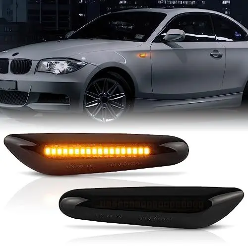 Produktbild: POPMOTORZ LED Blinker Seitenblinker mit Canbus Fehlerfrei 2835 SMD für BMW 1 Series E81 E82 E87 E88 3 Series E46 E36 E90 E91 E60 E61 E92 E93 5 Series E60 E61 X1 E84 X3 E83 X5 E53, 2 Stücke