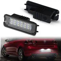 Produktbild: POPMOTORZ LED Kennzeichenbeleuchtung, 2 Stücke LED Nummernschildbeleuchtung für VW GOLF4 GOLF5 GOLF6 Lupo Scirocco Polo 9N Polo 6R Kennzeichen mit CAN-Bus Fehlerfrei 2835 SMD Leichte Installation
