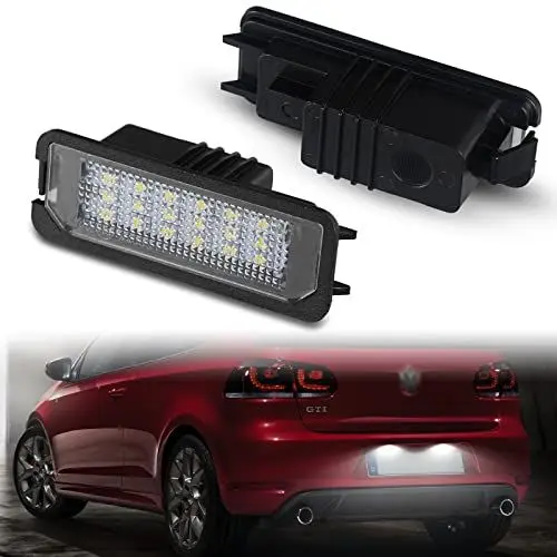 Produktbild: POPMOTORZ LED Kennzeichenbeleuchtung, 2 Stücke LED Nummernschildbeleuchtung für VW GOLF4 GOLF5 GOLF6 Lupo Scirocco Polo 9N Polo 6R Kennzeichen mit CAN-Bus Fehlerfrei 2835 SMD Leichte Installation