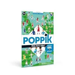 Produktbild: POPPIK 1841076 Sticker-Poster, Fußball, interaktives Lernposter mit Aufklebern, mehrsprachiges Fußballposter, für Kinder ab 7 Jahren, 68 x 100 cm